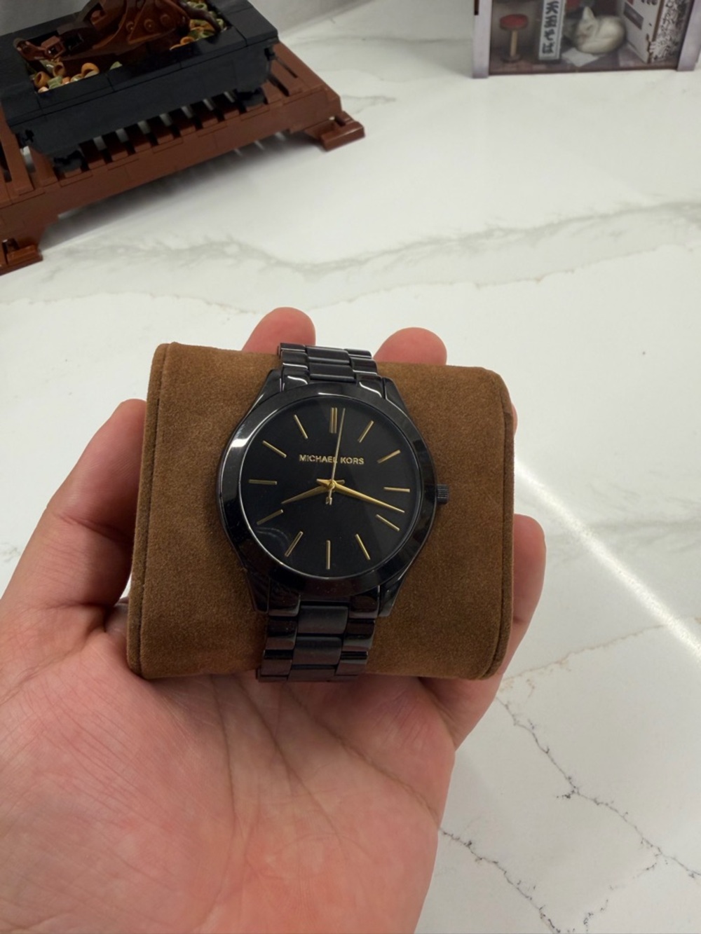 Michael Kors Black and Gold Minimalist Link Bracelet Watch